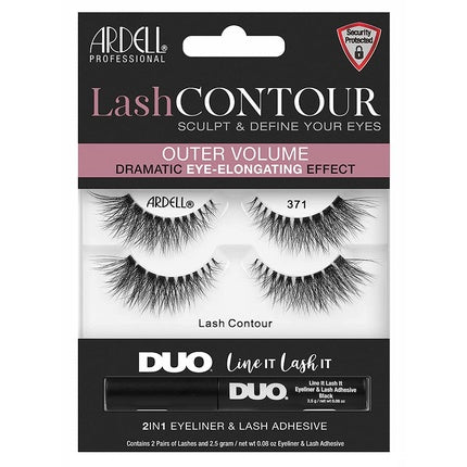 ARDELL Lash Contour Style 371 with DUO Line It Lash It Black Eyelash Glue - Pack of 2