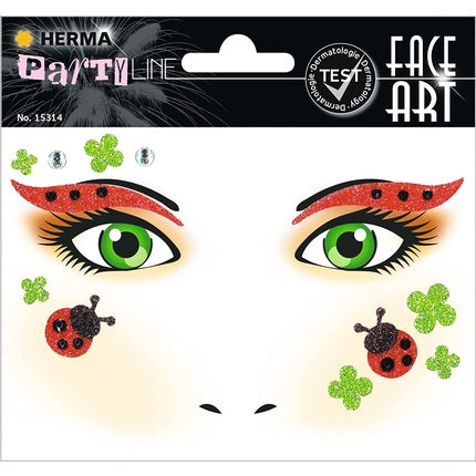 HERMA 15314 Ladybug Face Art Sticker - Temporary Tattoos and Glitter Face Paint for Carnival, Halloween, Kids and Adults, Colorful