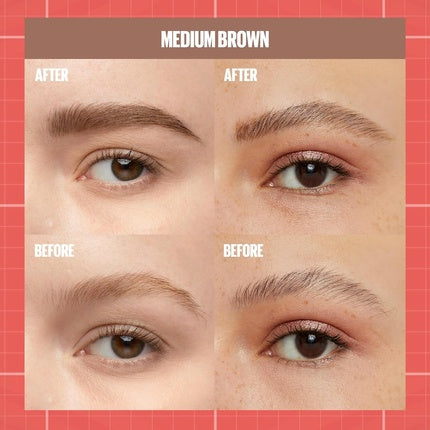 Maybelline New York Build A Brow 2 in 1 Brow Pen and Sealing Gel Real-looking Fuller Brows Waterproof Sweat and Smudge-resistant 24H Wear Vegan Formula Shade 257 Medium Brown