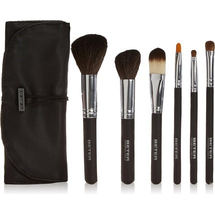 Beter Professional Makeup Brush Set with Folding Case for Face and Eye Makeup - Set of 6 Brushes