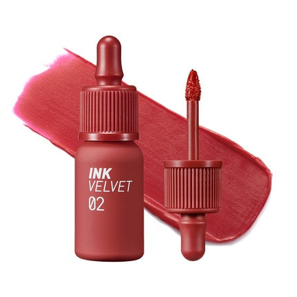 Peripera Ink the Velvet Lip Tint High Pigment Color Longwear Weightless Not Animal Tested Gluten-Free Paraben-Free 002 Celeb Deep Rose