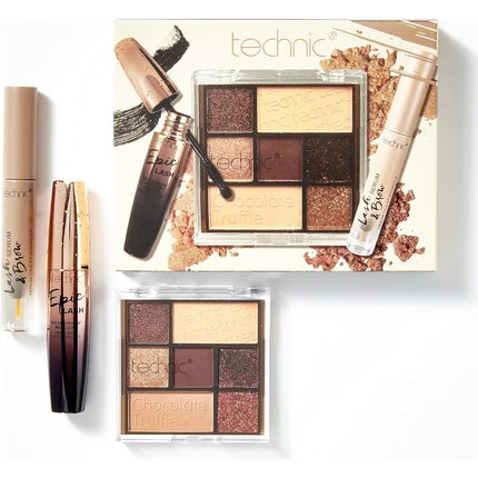 Technic Chocolate Truffle Eye Make Up Gift Set - Lash & Brow Serum, 7 Shade Eyeshadow Palette & Epic Lash Mascara - Vegan and Cruelty Free