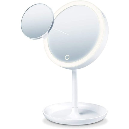 Beurer BS 45 Illuminated Cosmetic Mirror with LED Light Touch Sensor Button Magnetic Extra Mirror 5x Magnification Dimming