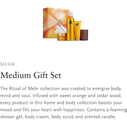 RITUALS Gift Set The Ritual of Mehr M - 4 Home and Skincare Products with Sweet Orange and Cedar Wood - Bath Gift Box