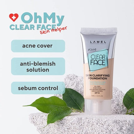 Lamel OhMy Clear Face Foundation Moisturized and Uniform Skin Light Coverage Soft Beige N.401