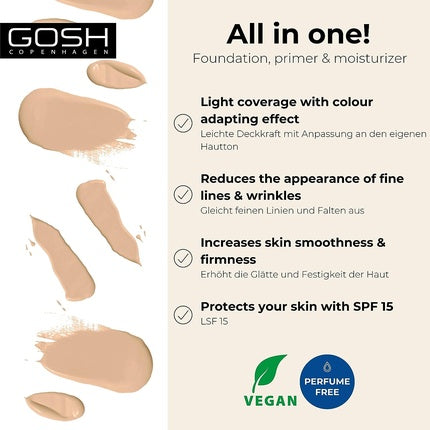 Gosh Bb Cream Foundation Primer Moisturizer Spf 15 Beige 02 30ml