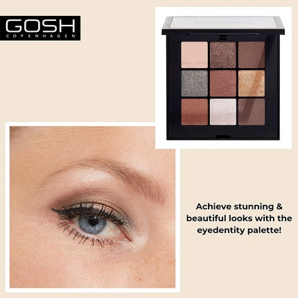 GOSH Eyedentity Eyeshadow Palette 003 BE HAPPY with 9 Perfectly Coordinated Matte and Metallic Shades - Vegan and Perfume-Free