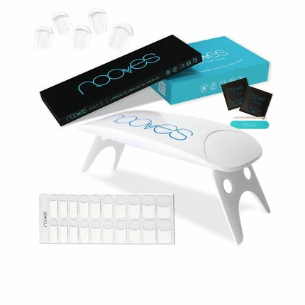 NOOVES Premium Gel Nail Sheets Case with French Nail Foils and Portable UV/LED Nail Lamp 8W - Pack of 5
