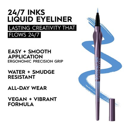 Urban Decay 24/7 Inks Liquid Eyeliner Pen Water-Resistant Smudge-Resistant Vegan Formula Precision Tip with Ergonomic Grip Binge Matte Sky Blue