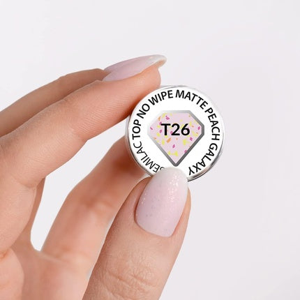 T26 Semilac UV Nail Polish Top No Wipe Matte Peach Galaxy 7ml