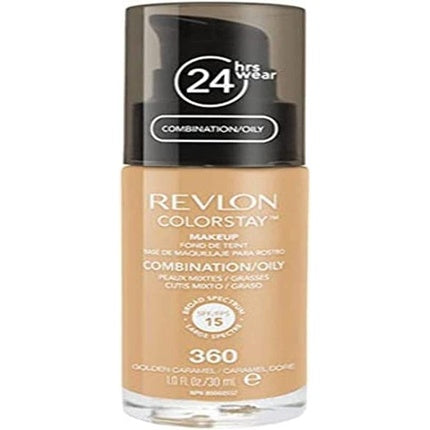 Revlon Colorstay Liquid Foundation Makeup for Combination/Oily Skin SPF 15 Medium-Full Coverage with Matte Finish 30ml 360 Golden Caramel