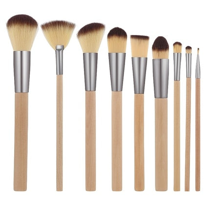 Hiskinset Mahogany Makeup Brush Set 9 Pieces