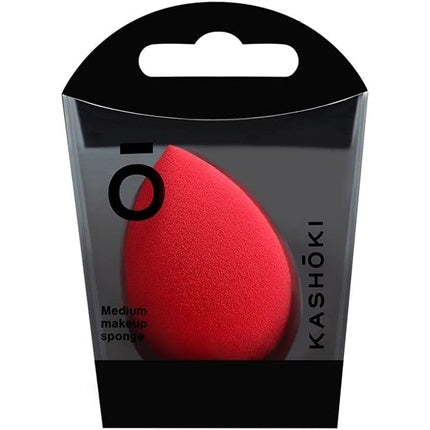 T4B Kashoki Raindrop Medium Red and Drop-Shaped Plastic Makeup Sponge Blender for Foundation and Concealer - Washable and Durable