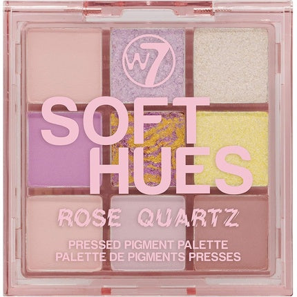 W7 Soft Hues Pressed Pigment Palette Rose Quartz - Pastels, Pinks, Yellows, Purples - Cruelty Free Makeup For Women