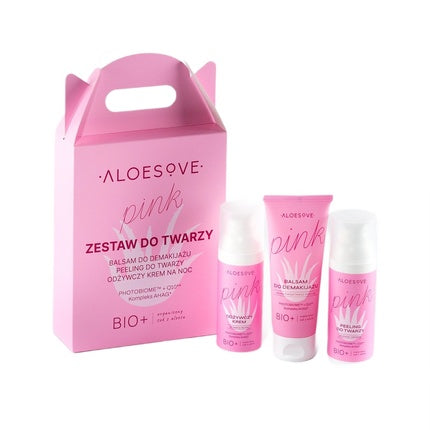 Sylveco Aloe Pink Makeup Remover Balm 75ml, Face Peeling 50ml, Nourishing Face Cream 50ml
