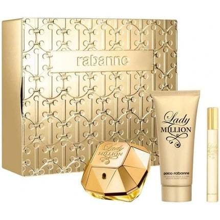 Paco Rabanne Lady Million Set 80ml Eau de Parfum Spray + 100ml Body Lotion + 10ml Travel Spray