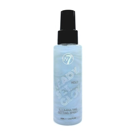 W7 Ready Set Glow Makeup Setting Spray Shimmer Finish Long-Lasting Ultra-Fine Formula Holo