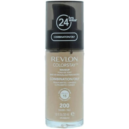 Revlon Colorstay Liquid Foundation Makeup for Combination/Oily Skin SPF 15 Medium to Full Coverage Nude 200ml
