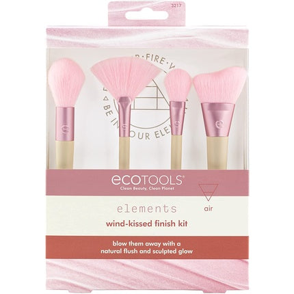 EcoTools Elements Limited Edition Wind-Kissed Professional Makeup Brush Set for Bronzer, Blush, or Highlighter - 4 Piece Set Pink