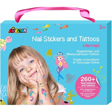 Avenir 6308204 Nail Sticker & Tattoo Creative Set Mermaid Design for Kids 3+