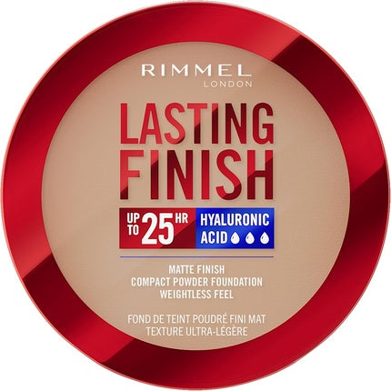 Rimmel Lasting Finish 25 HR Compact Foundation 007 Golden Beige Matte Buildable Coverage Powder-to-Cream Anti-Pollution Shields SPF 20 Hyaluronic Acid Waterproof Hides Imperfections