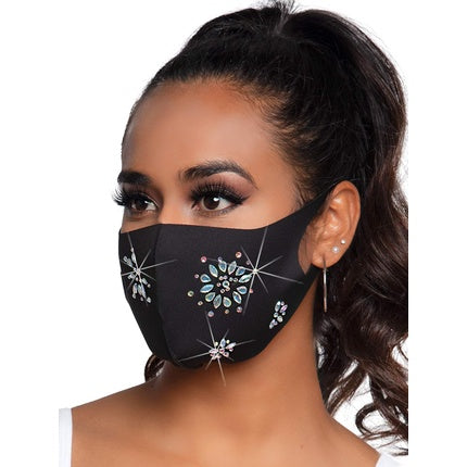 Leg Avenue Women's Rhinestone Fashionable Face Mask - Gold - One Size
