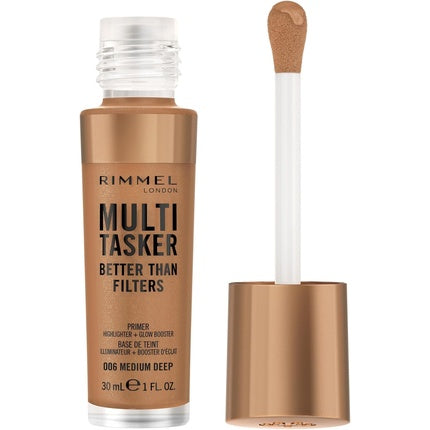 Rimmel Multi Tasker Better Than Filters 3 in 1 Skin Primer Glow Booster and Highlighter Infused with Vitamins C Vegan and Cruelty-Free 008 Rich