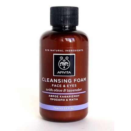 APIVITA Travel Size Natural Cleansing Foam for Face & Eyes with Olive & Lavender 75ml