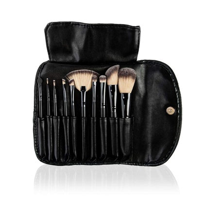 Bellapierre 10 Piece Professional Makeup Brush Set with Faux Leather Case