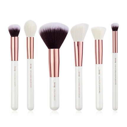 Jessup Face Makeup Brushes Set 6pcs White/Rose Gold Big Natural Brushes Kit for Powder Foundation Contour Highlighter Blending Concealer T224 A White/Rose Gold