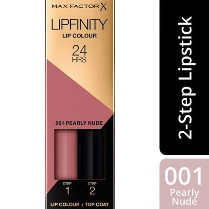 Max Factor Lipfinity Lip Colour Pearly Nude 01 Long-Lasting Lipstick with Intense Color and Nourishing Gloss Top Coat 4.2g