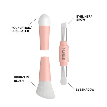 Physicians Formula 4-in-1 Makeup Brush Set for On-the-Go Application - Eyeshadow, Eyeliner/Brow, Bronzer/Brush, Foundation/Concealer Sponge
