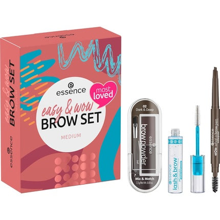 Essence Cosmetics Easy & WOW Brow Set Medium Makeup Gift for Women Vegan