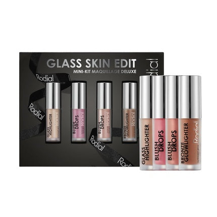 Rodial Glass Glow Edit Blush Drops Frosted Pink Sunset Kiss Bronze Glowlighter Glass Highlighter Luxurious Makeup Kit Beauty Gift