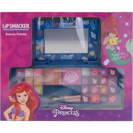 Lip Smacker Princess Ariel Beauty Palette Makeup Gift Set with Lip Glosses, Shimmer Creams, Blush & Bronzer for Kids Princess Look Accessories and Mirror Included