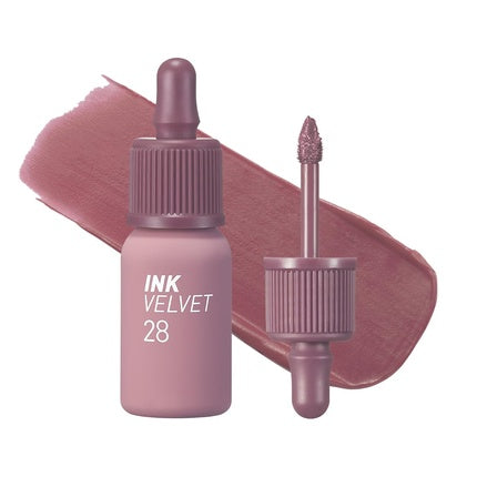 Peripera Ink the Velvet Lip Tint High Pigment Color Longwear Weightless Not Animal Tested Gluten-Free Paraben-Free 028 Mauveful Nude