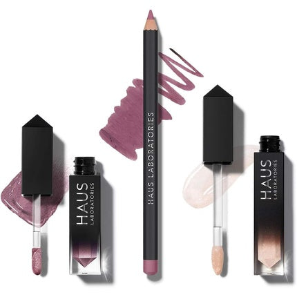 HAUS LABORATORIES By Lady Gaga HAUS OF COLLECTIONS Makeup Kit with Bag Liquid Eyeshadow Lip Liner Pencil and Lip Gloss Available in 9 Sets Vegan and Cruelty-Free 3-Piece Value Set HAUS of Rose B*tch