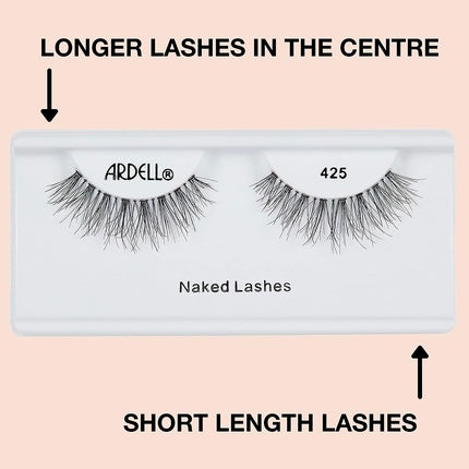 ARDELL Naked Lashes Real Hair False Eyelashes 425 - Natural Vegan Reusable Fake Lashes for Gluing - 1 Pair