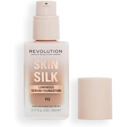 Makeup Revolution Skin Silk Serum Foundation Light to Medium Coverage with Hyaluronic Acid 23ml F12