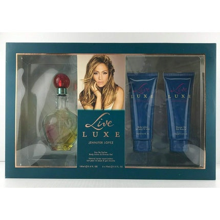 Live Luxe by Jennifer Lopez for Women 3 Pc Gift Set 3.4oz EDP Spray 2.5oz Shower Gel 2.5oz Body