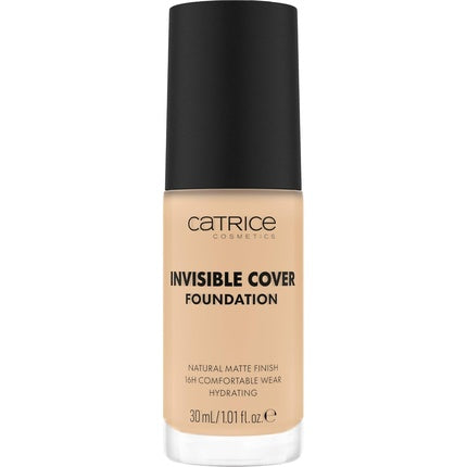 Catrice Invisible Cover Foundation 30ml 010W Nude Moisturizing Long-Lasting Natural for Dry Skin Vegan Oil-Free Paraben-Free Microplastic-Free