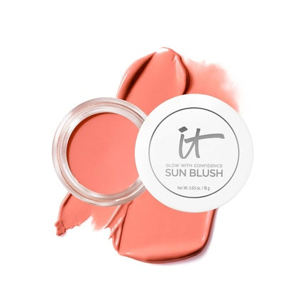 IT Cosmetics Glow with Confidence Sun Cream Blush Blendable Buildable Blush Bronzer Pop Sun-Blushed Color 0.63oz Light Medium 20 Sun Blossom