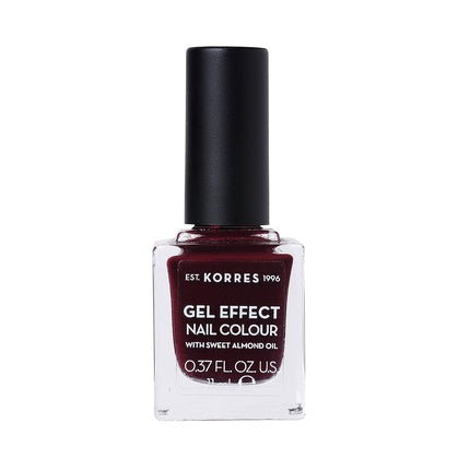 KORRES Sweet Almond Nail Colour 57 Burgundy Red Vegan Nail Polish with Gel Effect 11ml