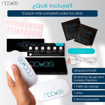 NOOVES NAILS Premium Pink Gel Nail Sheets with Portable UV/LED Nail Lamp 8W
