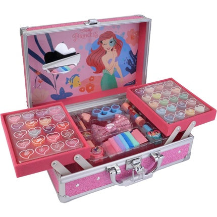 Lip Smacker Disney Princess Traincase for Kids 40+ Piece Makeup Giftset with Lip Glosses Creamy Eyeshadows and Nail Polishes Hair and Makeup Accessories Included