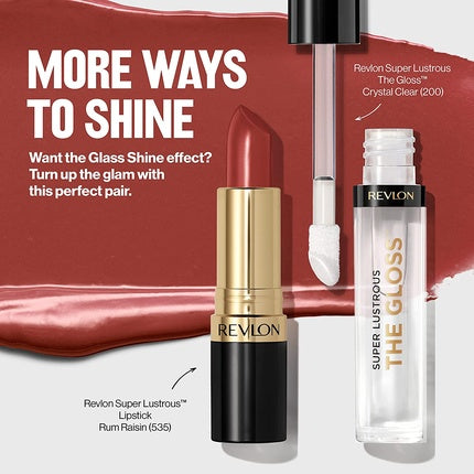 Revlon Super Lustrous Glass Shine Lipstick with Aloe, Hyaluronic Acid and Rose Quartz Glossed Up Rose 1 Count