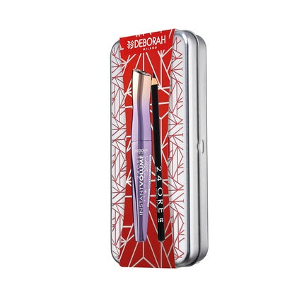 Deborah Milano Gift Set for Women Tin Eyes including Mascara Instant Volume Up to the Stars and Pencil 24 Hours 251 Black No. 2