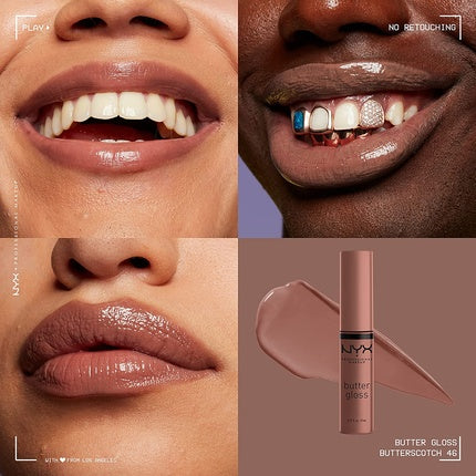 NYX Professional Makeup Butter Gloss Brown Sugar Butterscotch Non-Sticky Lip Gloss 0.27 Fl Oz