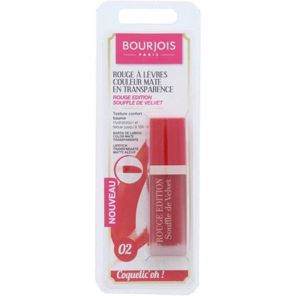 Bourjois Rouge Edition Soufflé De Velvet Lipstick Coquelic'Oh 002