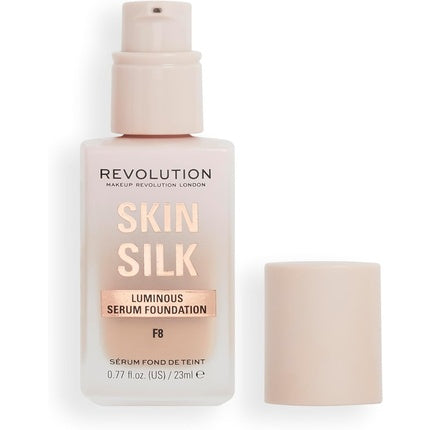 Makeup Revolution Skin Silk Serum Foundation Light to Medium Coverage with Hyaluronic Acid F8 23ml